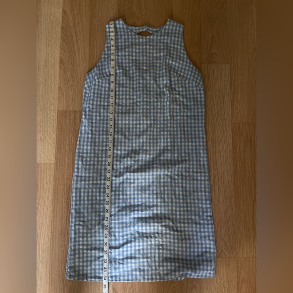 Vintage Gingham Blue & White Shift Dresss - Picture 3 of 5